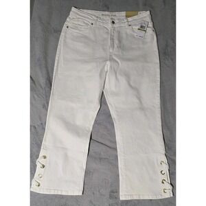 Michael Kors Women's White Selma Crop Flare Jeans - Size 14 - MSRP $125 NWT NEW!